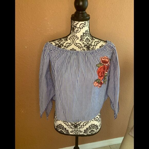 Miley + Molly blue striped shirt size S - Picture 1 of 6